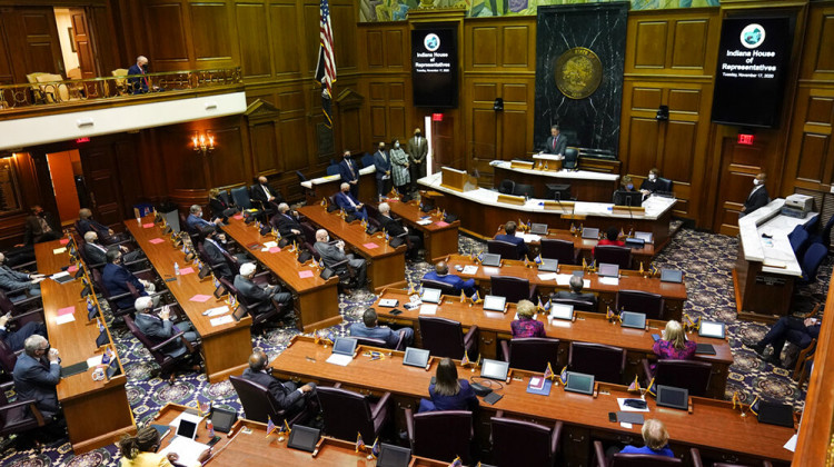 ndiana House Speaker Todd Huston speaks during Organization Day at the Statehouse, Tuesday, Nov. 17, 2020, in Indianapolis. - AP Photo/Darron Cummings, Pool