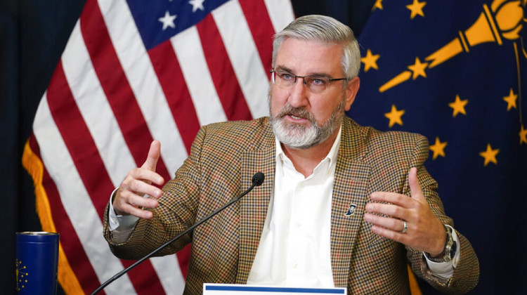 Indiana Gov. Eric Holcomb speaks during a media availability from the Statehouse, Tuesday, Jan. 5, 2021, in Indianapolis.  - AP Photo/Darron Cummings