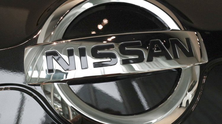 FILE - In this Feb. 9, 2017 file photo, the logo of the Nissan Motor Co. is seen on a car displayed at the gallery of its global headquarters in Yokohama, near Tokyo. Nissan is recalling more than 854,000 cars in the U.S. and Canada because the brake lights might not come on when the driver presses on the pedal. - AP Photo/Shizuo Kambayashi, File