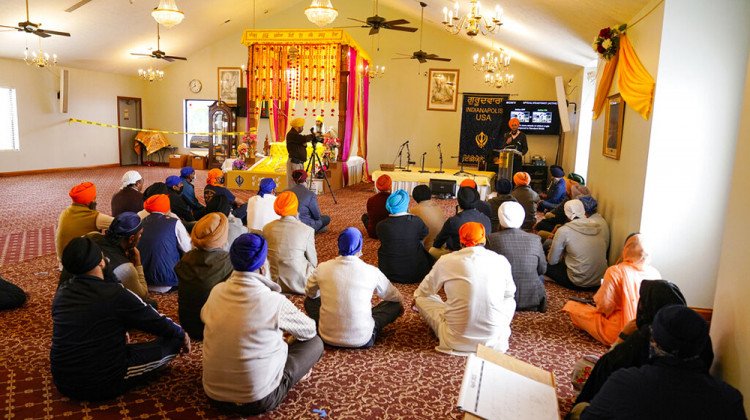 Members of the Sikh Coalition gather at the Sikh Satsang of Indianapolis in Indianapolis, Saturday, April 17, 2021 to formulate the groups response to the shooting at a FedEx facility in Indianapolis that claimed the lives of four members of the Sikh community. A gunman killed eight people and wounded several others before taking his own life in a late-night attack at a FedEx facility near the Indianapolis airport. - AP Photo/Michael Conroy