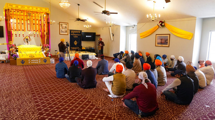 Members of the Sikh Coalition gather at the Sikh Satsang of Indianapolis in Indianapolis, Saturday, April 17, 2021 to formulate the groups response to the shooting at a FedEx facility in Indianapolis that claimed the lives of four members of the Sikh community. A gunman killed eight people and wounded several others before taking his own life in a late-night attack at a FedEx facility near the Indianapolis airport. - AP Photo/Michael Conroy