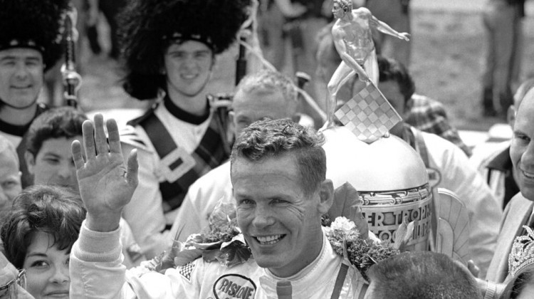 FILE - In this May 30, 1968, file photo, Bobby Unser celebrates winning the 52nd running of the Indianapolis 500 auto race at Indianapolis Motor Speedway in Indianapolis, Ind. Three-time Indianapolis 500 winner Bobby Unser has died. He died of natural causes at his home in Albuquerque, New Mexico, on Sunday, May 2, 2021. He was 87. - AP Photo/File