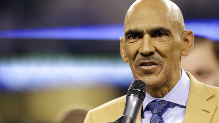 Former Indianapolis Colts' head coach Tony Dungy is honored during halftime of an NFL football game between the Colts and the Pittsburgh Steelers on Thursday, Nov. 24, 2016, in Indianapolis. The Indianapolis Colts have established the Tony Dungy Diversity Fellowship to advance the opportunities for football coaching candidates.  - (AP Photo/Michael Conroy, File)