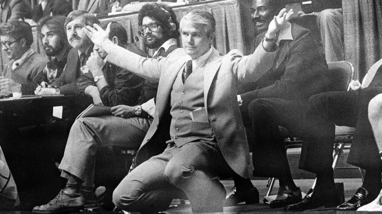 UNC-Charlotte coach Lee Rose reacts during an NCAA basketball game against Michigan on March 19, 1977, in Lexington, Ky. Rose, a former men’s college basketball coach who led Purdue and Charlotte to the Final Four, died Tuesday, April 5, 2022, in Charlotte. He was 85. The school did not provide a cause of death.  - AP Photo/File