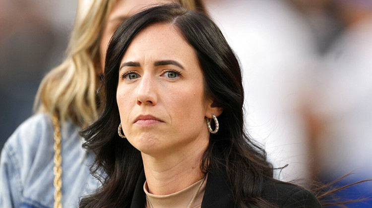 FILE - Indianapolis Colts vice chair Kalen Jackson, also one of the team's owners, watches during the first half of the Colts' NFL football game against the Denver Broncos, Oct. 6, 2022, in Denver. From the owner’s suite to the front office to the sidelines, the number of women in the NFL is steadily rising. Jackson was born into football, one of three daughters of Indianapolis Colts owner Jim Irsay. She got her introduction to the sport attending community events. Now, she has a - AP Photo/David Zalubowski, File