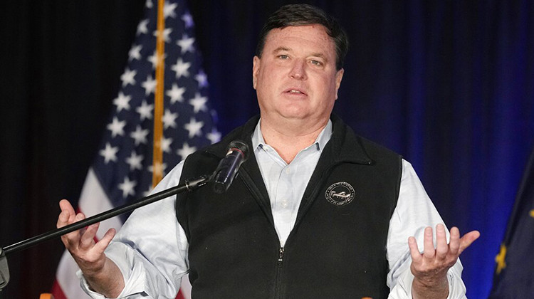 FILE - Indiana Attorney General Todd Rokita speaks during a watch party for Jennifer-Ruth Green, the Republican candidate for Indiana's 1st Congressional District, on Nov. 8, 2022, in Schererville, Ind. - AP Photo/Darron Cummings, File