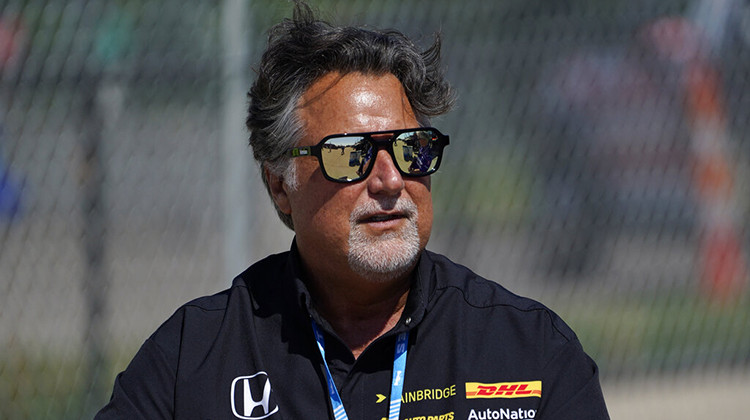 FILE - Team owner Michael Andretti looks on during practice for the IndyCar Detroit Grand Prix auto racing doubleheader on Belle Isle in Detroit, on June 11, 2021. General Motors will attempt to enter Formula One by partnering with Andretti Global under its Cadillac banner as it supports Michael Andretti's bid to launch a two-car American team. - AP Photo/Paul Sancya, File