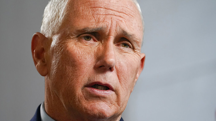 FILE - Former Vice President Mike Pence speaks during an interview with The Associated Press, Nov. 16, 2022, in New York. The FBI is searching Pence's Indiana home on Feb. 10, 20223, as part of a classified records probe. - AP Photo/John Minchillo, File
