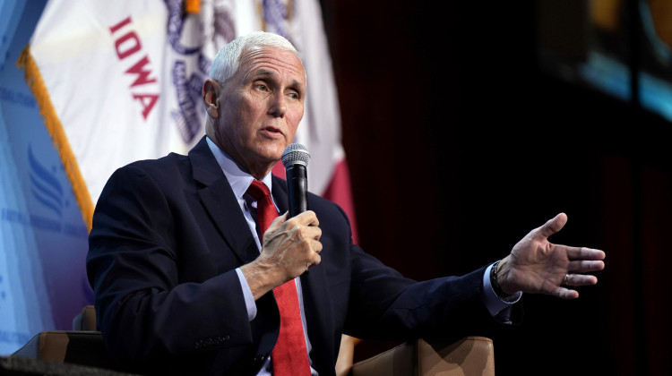 Republican presidential candidate and former Vice President Mike Pence speaks at the Iowa Faith & Freedom Coalition's fall banquet, Saturday, Sept. 16, 2023, in Des Moines, Iowa. - AP Photo/Bryon Houlgrave, File