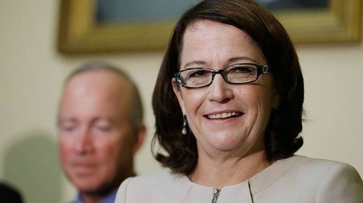 Loretta Rush speaks after being introduced as the new Supreme Court judge at the Statehouse Friday, Sept. 14, 2012. - AP Photo/Darron Cummings