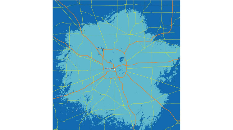 AT&T's map of expected 5G coverage in Indianapolis by February 2020. - Provided by AT&T