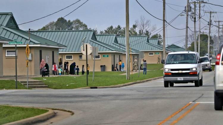 Barracks housing evacuees at Camp Atterbury.  - Kelly Wilkinson/Indianapolis Star, pool