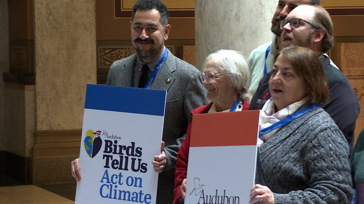 Conservation advocates gather at the Indiana Statehouse for Audubon Great Lakes Advocacy Day. - Rebecca Thiele/IPB News