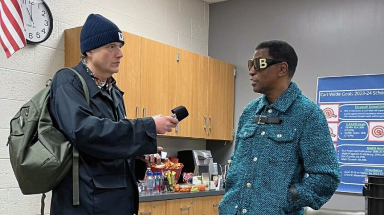 Babyface made a surprise visit to IPS Carl Wilde School 79, where WFYI’s Kyle Long spoke to him about his early years in the city. - WFYI Photo