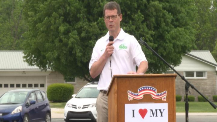 Mark Baker is the superintendent of the Northest Sullivan School District, where teachers organized a rally to urge for better funding in rural public schools. - Jeanie Lindsay/IPB News