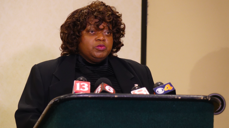 Barbara Bolling-Williams, Indiana NAACP President, talks at the conferenceâ€™s annual state convention at the Clarion Hotel in Indianapolis on Thursday, Oct. 26, 2017. - Eric Weddle/WFYI Public Media