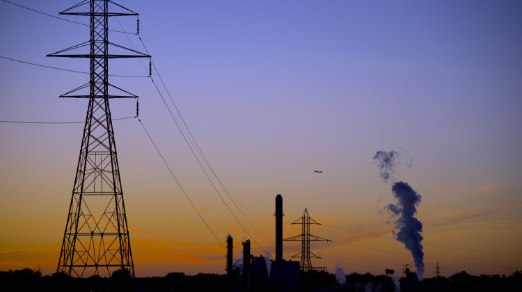 Power lines near an Indiana ethanol plant. - Justin Hicks/IPB News