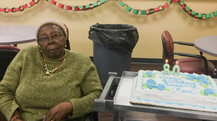 Jacqueline McFarquhar's mother, Beryline Hillaire, celebrating her 80th birthday at Active Day adult day care center in Ohio.  - Courtesy of the McFarquhar family.