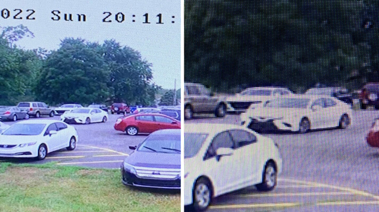 The Beech Grove Police Department released photos of a car believed to be involved in Sunday night's shooting at Don Challis Park in Beech Grove. The car is a newer-model white Toyota Camry, possibly with a window shot out. - Provided by Beech Grove Police Department
