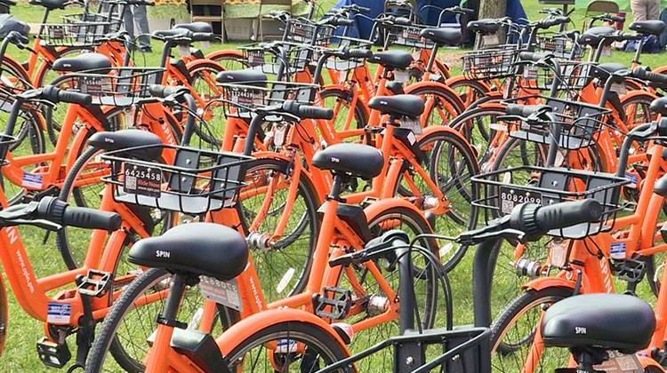 Indiana State University’s new bike-share bikes are partially powered by the sun. - Zach Herndon, WFIU/WTIU News