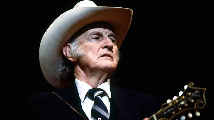Bill Monroe, shown here performing in 1985, started an annual bluegrass festival in Bean Blossom that's now in it's 50th year. - AP photo