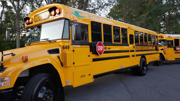 An electric school bus made by Blue Bird Corporation. The more than $5 million in federal funding will go towards 13 electric buses and six propane buses for six Indiana school districts.  - UniversityRailroad/Wikimedia Commons