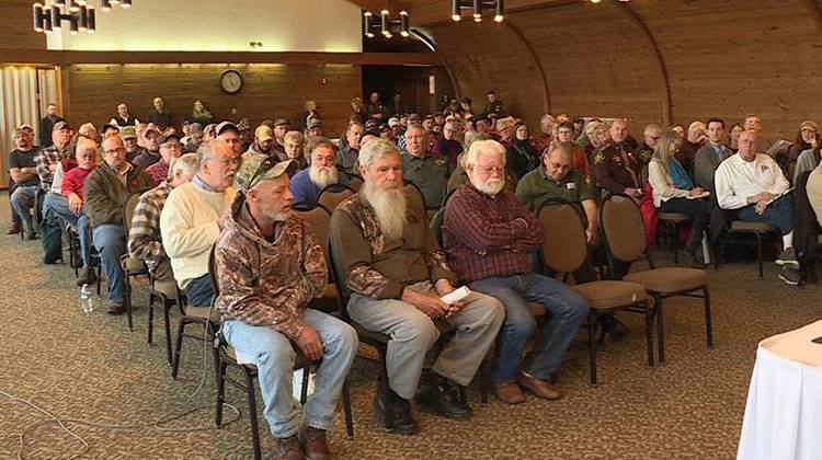 Nearly a hundred people attended a public meeting Wednesday to voice their opinions on the DNR proposals.  - Lindsey Wright/WFIU