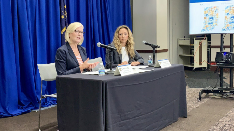 State Health Commissioner Dr. Kris Box, left, said there have been recent outbreaks of COVID-19 associated with the delta variant in four nursing homes, causing at least seven deaths.  - Brandon Smith/IPB News