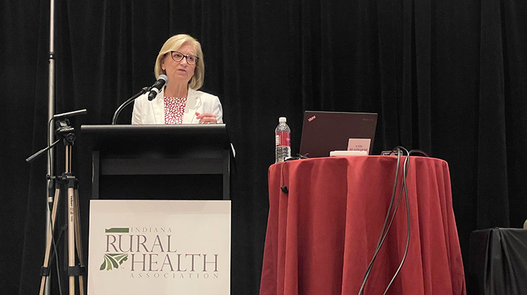 In a wide-ranging speech at the Indiana Rural Health Association meeting on June 14, Box covered issues such as the opioid epidemic, maternal and infant mortality and children’s behavioral health. - Photo by Carter Barrett/WFYI News.