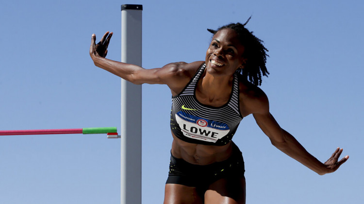 Chaunte Lowe competes in the women’s high jump final at the U.S. Olympic Track and Field Trials in 2016. She has battled breast cancer since then but plans to continue competing. - (AP Photo/Charlie Riedel)