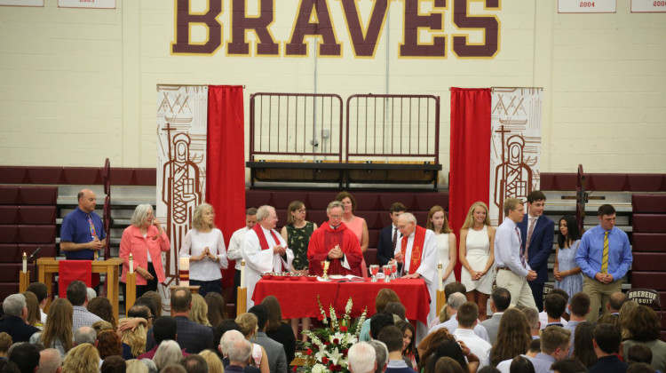A May 2018 mass at Brebeuf Jesuit Preparatory School in Indianapolis. - Facebook/Brebeuf Jesuit Preparatory School