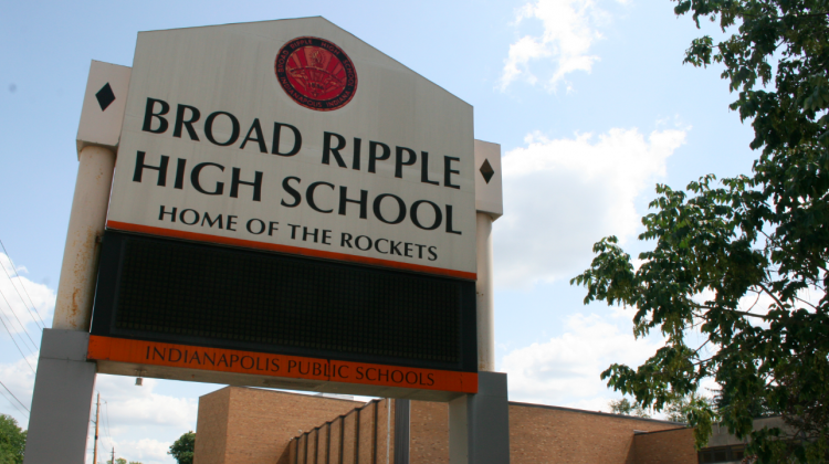 The sign outside of Broad Ripple High School.  - Indianapolis Public Schools