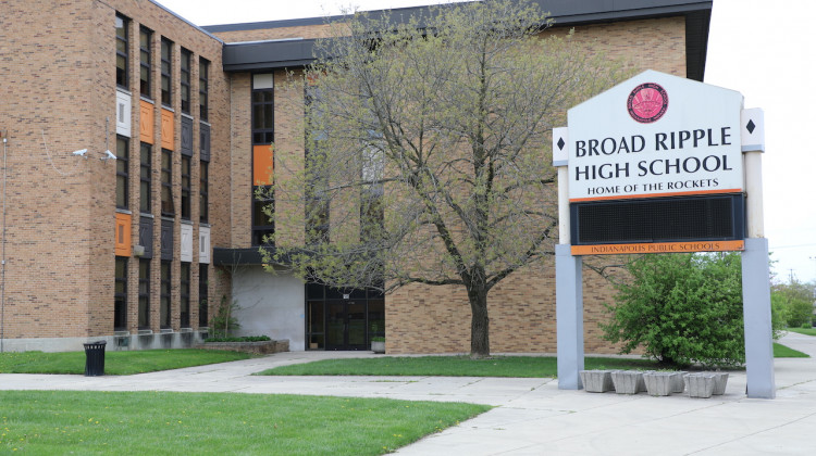 Broad Ripple High School closed in 2018. Now, the expansive IPS proposal includes a new middle school opening at the building and Purdue Polytechnic North charter school would permanently remain in the facility. - Eric Weddle/WFYI