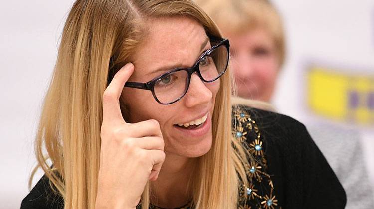 Math teacher Kristen Lents was surprised with the announcement she had won the national Milken Educator Award. - Milken Family Foundation