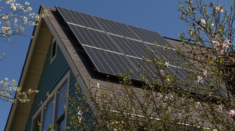 Solar panels – like these on a roof in Bloomington – take most Hoosiers about 12 years to pay off. With higher net metering rates going away this year, it’s likely that payback period will get even longer — and discourage people from going solar. - Rebecca Thiele/IPB News