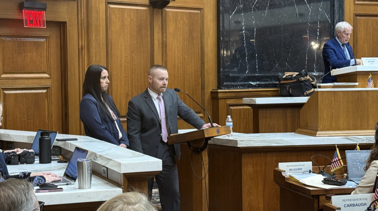 Beau Buzbee, testifies in support of stricter parental controls on children&rsquo;s social media accounts, on Monday, Feb. 9, 2026, following the disappearance and death of his daughter, 17-year-old Hailey Buzbee.  - Caroline Beck / WFYI