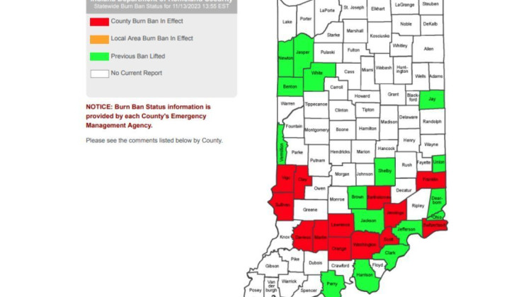 Several Indiana counties placed under burn ban