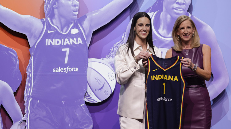 Iowa's Caitlin Clark, left, poses for a photo with WNBA commissioner Cathy Engelbert, right, after being selected first overall by the Indiana Fever during the first round of the WNBA basketball draft, Monday, April 15, 2024, in New York.  - AP Photo / Adam Hunger