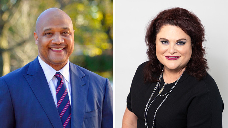Incumbent Democrat U.S. Rep. André Carson, Republican Angela Grabovsky and Libertarian Gavin Maple (no photo submitted) are running for the U.S. House District 7 seat. - Provided photos
