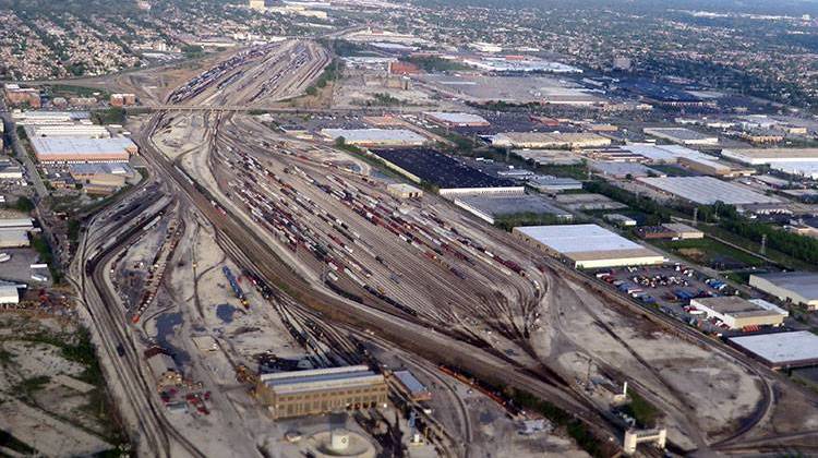 The proposed rail line from Indiana to Wisconsin aimed at relieving Chicago-area freight congestion. - Ken Lund, CC-BY-SA-2.0