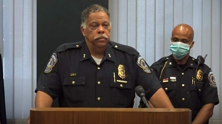 Indianapolis Metropolitan Police Department Chief Randal Taylor said during a press conference Tuesday that he is recommending that Sgt. Eric Huxley be fired for his actions during a September arrest on Monument Circle. - Indianapolis Metropolitan Police Department via YouTube