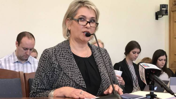 Rep. Cindy Kirchhofer (R-Beech Grove) discusses her telemedicine bill in a Senate committee hearing. - Brandon Smith/IPB