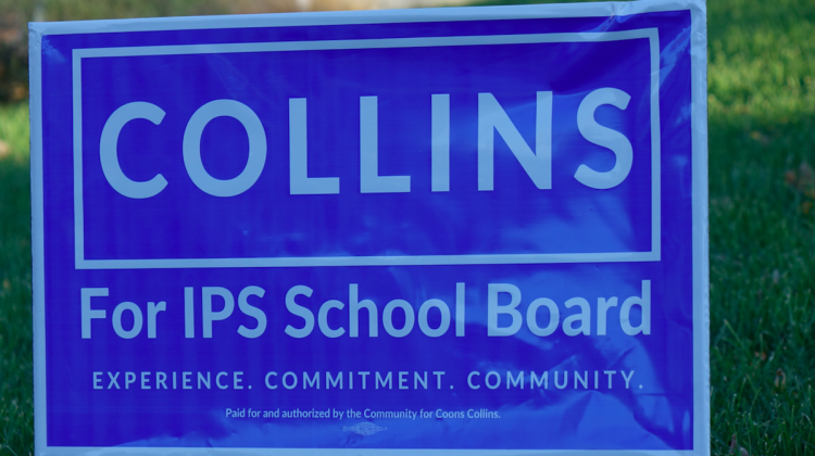 Campaign sign for Susan Collins, for IPS School Board at-large commissioner  - Eric Weddle/WFYI News