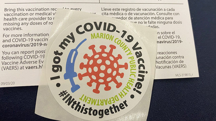 A total of 1,291,190 Hoosiers — 23.7 percent of Indiana's residents who are at least 16 — have been fully vaccinated, while 1,827,696 first doses of vaccine have been administered statewide, according to the Indiana Department of Health. - Sarah Neal-Estes/WFYI