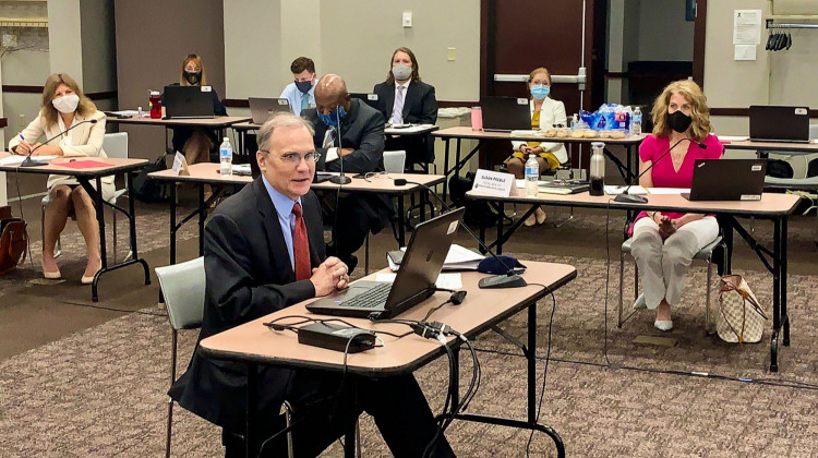 Office of Management and Budget Director Cris Johnston updates the State Budget Committee on federal CARES Act spending.  - Brandon Smith/IPB News