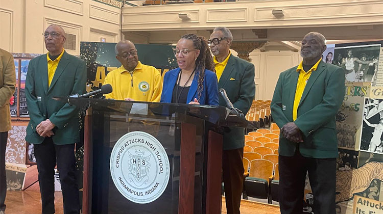 Crispus Attucks High School Principal Lauren Franklin speaks about the legacy of the school on Monday, Feb. 12, 2023. - Sydney Dauphinais/WFYI