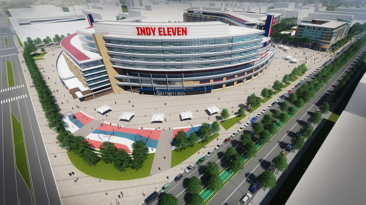 A rendering of the proposed 22,000-seat stadium. - Courtesy Keystone Group