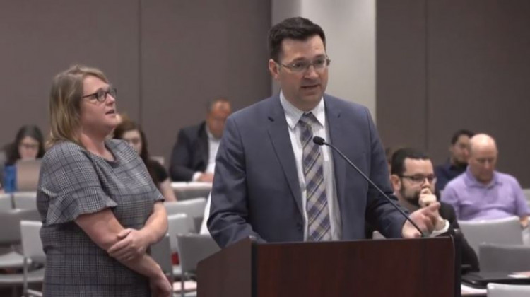 Eric Lewis, right, and Misty Ndiritu, of Noble Education Initiative, talk to the State Board of Education on Wednesday, June 5, 2019.  - Indiana Department of Education/YouTube