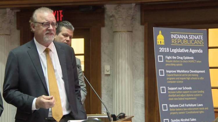 Senate President Pro Tempore David Long (R-Fort Wayne) discusses legislative priorities for Senate Republicans. - Lauren Chapman/IPB News