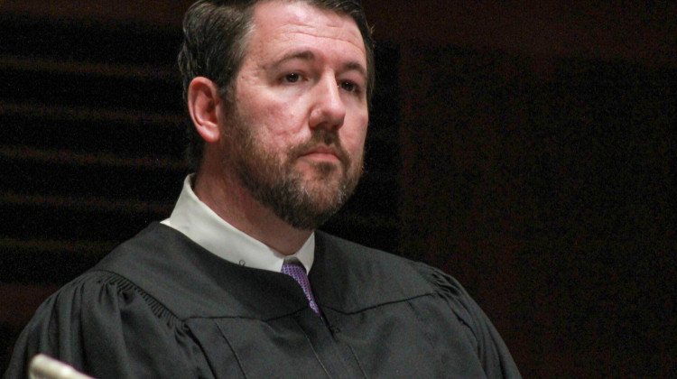 Justice Derek Molter participates in a traveling oral argument of Keller J. Mellowitz v. Ball State University, et al. on Apr. 11, 2023 at the University of Indianapolis.  - Brandon Smith/IPB News